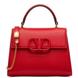Valentino Garavani Small Vsling Grainy Calfskin Handbag Red