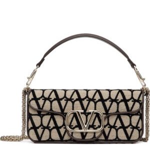 Valentino Loco Toile Iconographe Shoulder Bag Dark Coffee