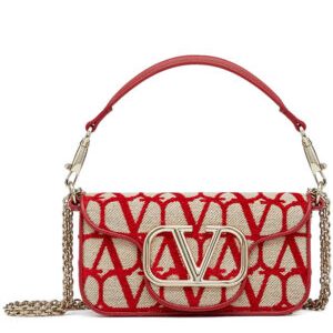 Valentino Small Loco Toile Iconographe Shoulder Bag Red
