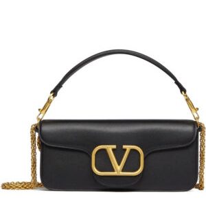 Valentino Vlogo Signature Calfskin Shoulder Bag Black