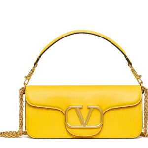 Valentino Vlogo Signature Calfskin Shoulder Bag Yellow