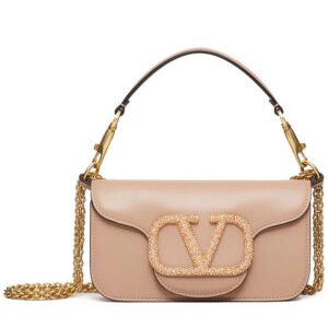 Valentino Loco Small Shoulder Bag With Jewel Logo Pink