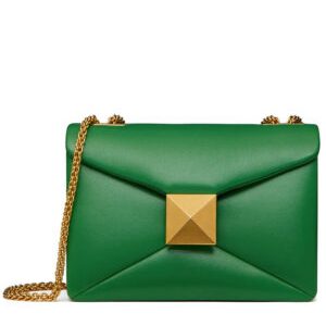 Valentino One Stud Nappa Bag With Chain Green
