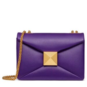 Valentino One Stud Nappa Bag With Chain Purple