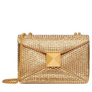 Valentino One Stud Embroidered Bag With Chain Golden
