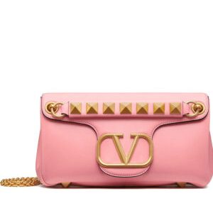 Valentino Stud Sign Nappa Shoulder Bag Pink