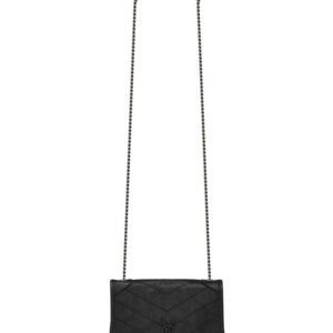 Saint Laurent Niki Chain Wallet In Crinkled Vintage Leather Black