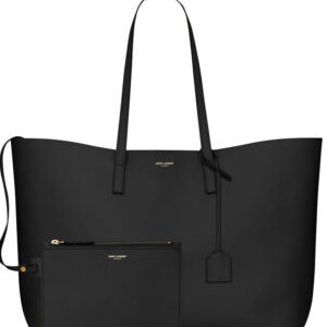 Saint Laurent Calfskin Monogram Shopping Tote Black