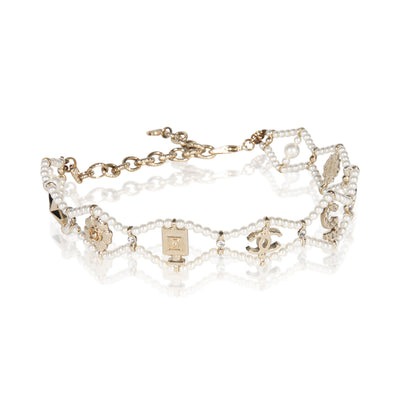 Gold-Plated 2020 Woven Faux Pearl Choker Necklace