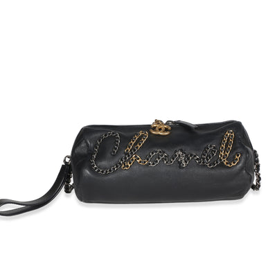 Black Metallic Lambskin Signe Bowling Bag