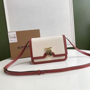 Burberry Small Cotton Canvas and Leather TB Bag Size 21x16x6cm
