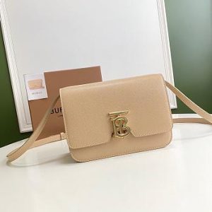 Burberry Small Leather TB Bag In Warm Sand Size 21x6x16cm