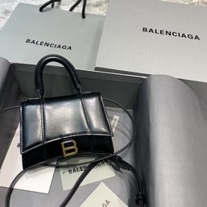 Colestore Balenciaga Hourglass Miniature Leather Tote Bag In Black Size 11.5x14x4.5cm