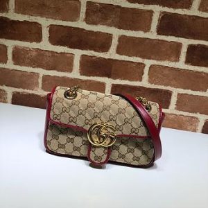 Gucci GG Marmont Small Shoulder Bag Canvas Leather Trim 26cm