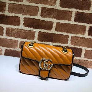 Gucci GG Marmont Small Shoulder Bag Leather Trim 443497 Size 26x15x7cm