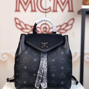 MCM Stark Side Studs Backpack In Black 5922 Size 24x21x12cm
