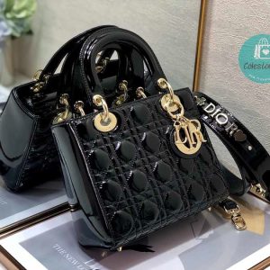 Colestore Dior Lady Dior My ABC Bag Black Patent Cannage Calfskin M0531 Size 20cm