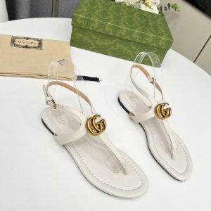 Gucci Women's Double G Thong Sandal White Size 35-43cm