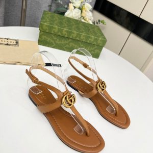Gucci Women's Double G Thong Sandal Brown Size 35-43cm