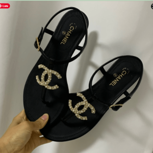 Chanel Gold Pearl Leather Sandals