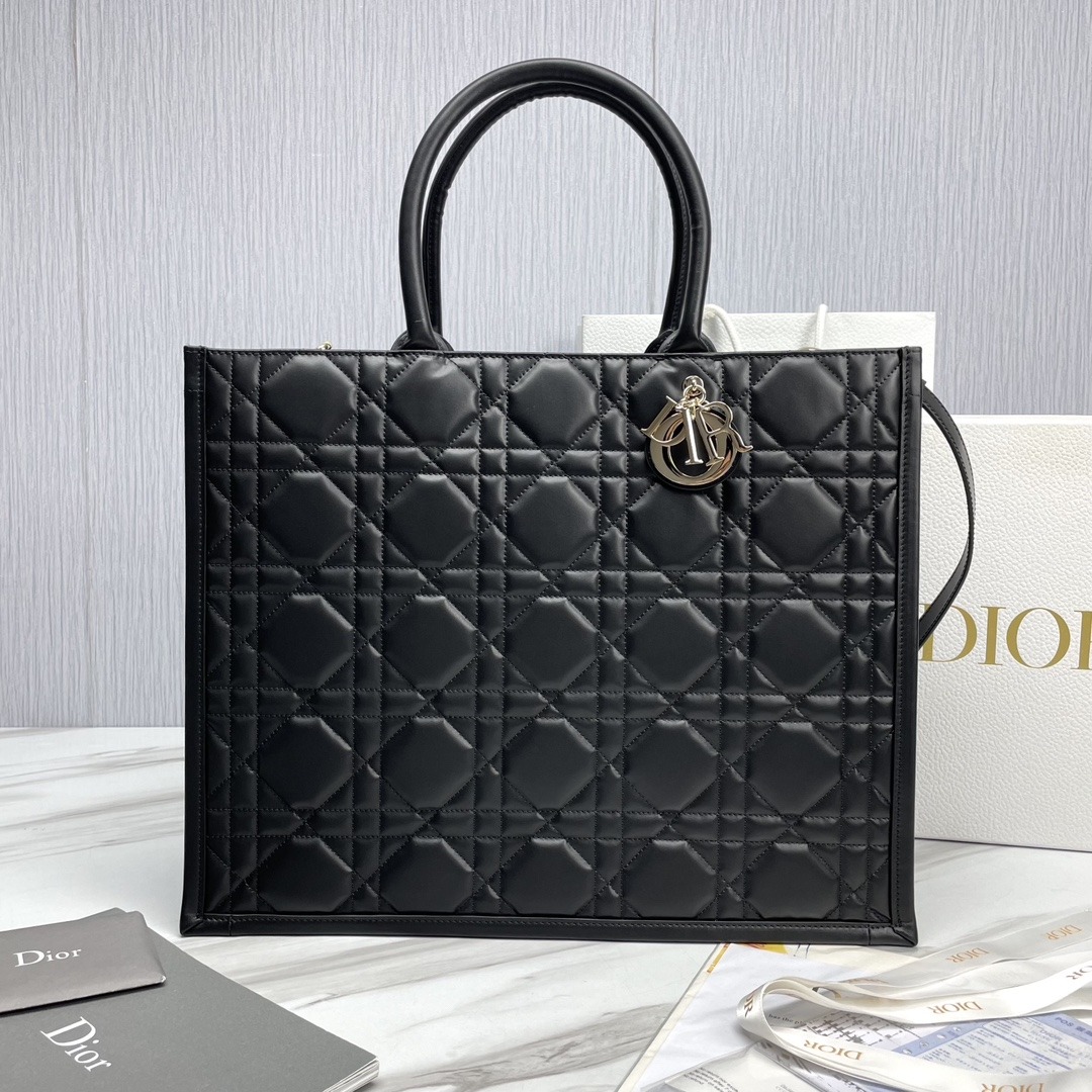 Colestore Large Dior Book Tote Black Calfskin 41.5cm