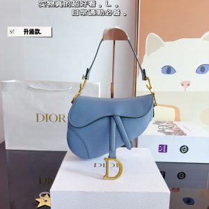 Colestore Dior Saddle Bag Blue 25.5x20x6.5cm