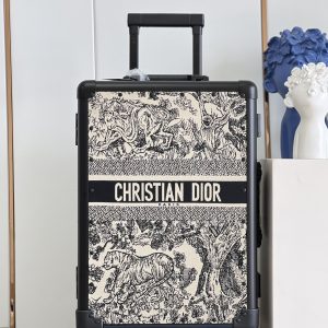 Colestore Dior Suitcase Blue and Ecru Toile de Jouy Reverse Embroidery 57x37x21cm