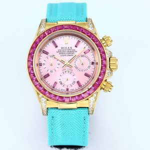 Colestore Rolex Cosmograph Daytona Rainbow Pink Dial Turquoise Strap