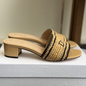 Colestore Dior Dioriviera Dior Woven Heeled Slide Trench Crocheted Raffia-Effect Technical Fabric