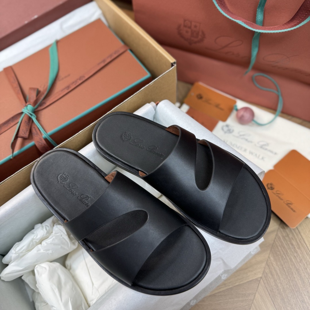 Colestore Loro Piana Man Pilat Plain Walk Sandal  Calfskin Black