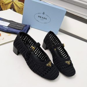 Colestore Prada Low heel mesh fabric ballerinas Black