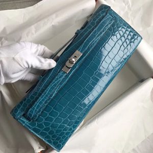 Colestore Hermes Kelly Cut Colvert Shiny Niloticus Crocodile Palladium hardware 31cm
