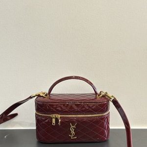 Colestore YSL Saint Laurent Gaby vanity in Shiny lambskin in Bordeaux 18x11x6.5cm