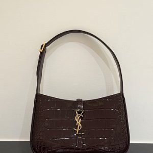 Colestore YSL Saint Laurent LE 5 À 7 in crocodile-embossed patent leather in Brown 24.5x16x6cm