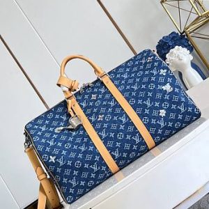 Colestore Louis Vuitton Keepall 50 Blue Monogram Denim Flowers 50 x 29 x 23 cm