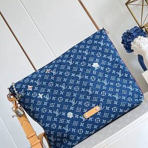 Colestore Louis Vuitton Vagabond Hobo Blue Monogram Flowers Denim 48 x 38 x 14 cm