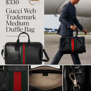 Colestore Gucci Web Trademark medium duffle bag Black leather 45x29x25cm
