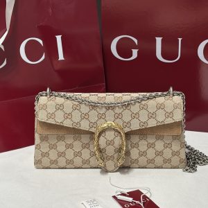 Colestore Gucci  Dionysus medium shoulder bag sand and brown GG canvas 28x14x7cm