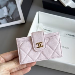 Colestore Chanel Classic Flap Card Holder in Grained Calfskin & Gold-Tone Metal Light Pink 10.4x7x2cm