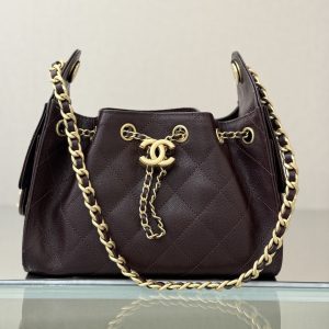 Colestore Chanel 25 Mini Handbag Grained Calfskin & Gold-Tone Metal Dark Burgundy 20x22x12.5cm