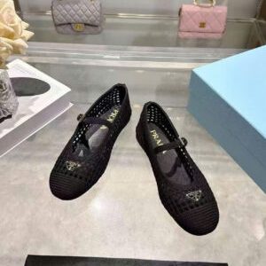 Prada Crochet Mary Jane Flats