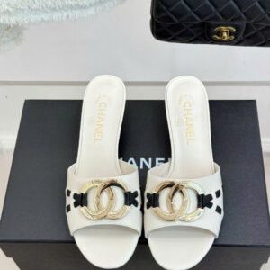 Chanel CC Logo Lambskin Mules