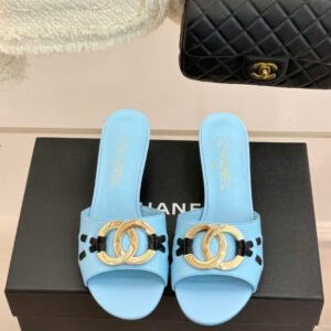 Chanel CC Logo Lambskin Mules