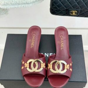 Chanel CC Logo Lambskin Mules