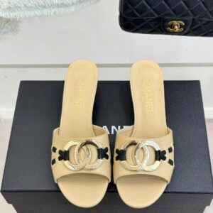 Chanel CC Logo Lambskin Mules