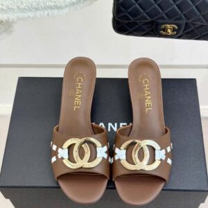 Chanel CC Logo Lambskin Mules