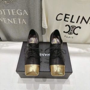 Chanel Leather Lace Up Oxfords Shoes 5.5cm