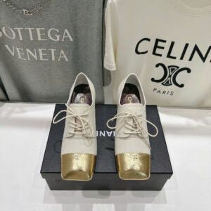 Chanel Leather Lace Up Oxfords Shoes 5.5cm