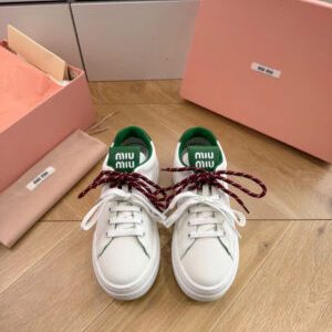 Miu Miu Pre-Owned Double-Lace Leather Sneakers