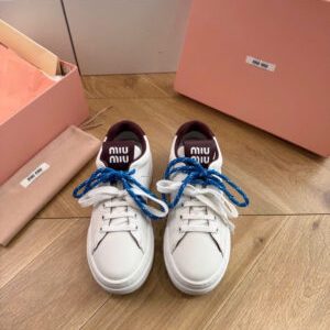 Miu Miu Pre-Owned Double-Lace Leather Sneakers